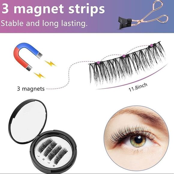 Magnetic Eyelashes,Dual Magnetic Eyelashes without Eyeliner or Glue - Picture 6 of 10